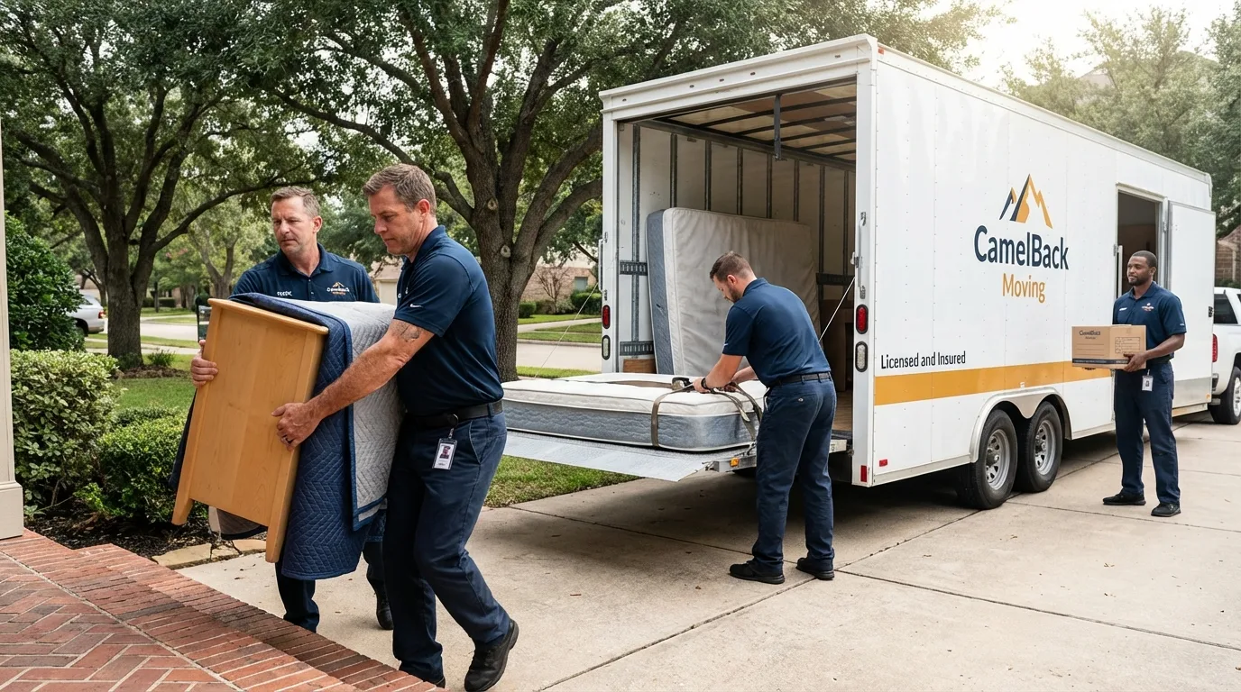 Crew loading residential truck for cross-state move from Brunswick, MD